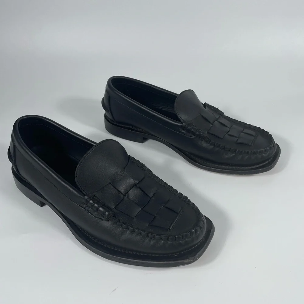 Women's Hereu Nombela Interwoven Detail Slip On Loafers Old Money Office Leather - Picture 3 of 16